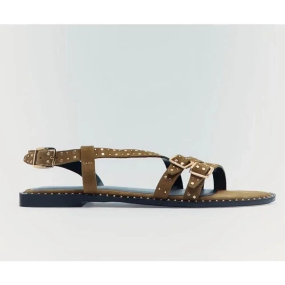 Zara Studded Suede Sandals
